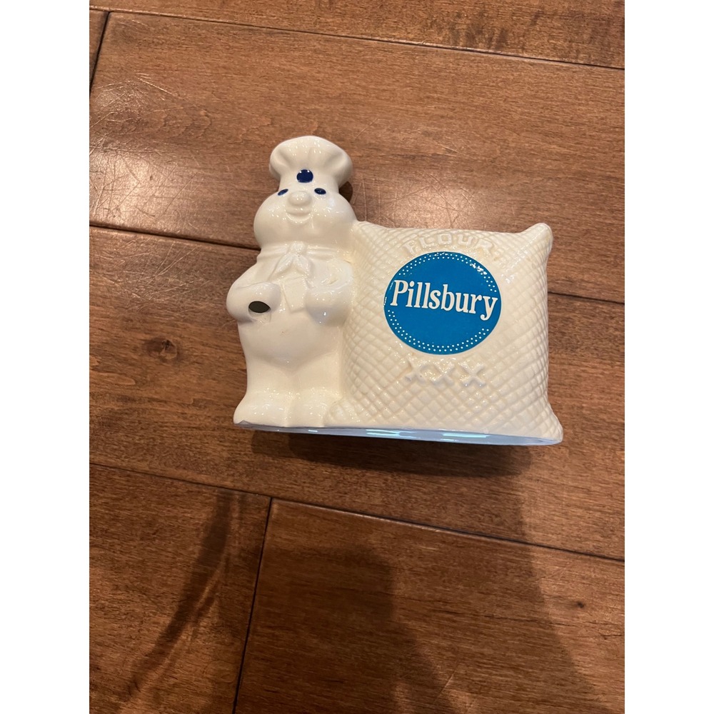 Pillsbury Doughboy Spoon Rest Ceramic Flour Sack‎ Kitchen Decor Cute